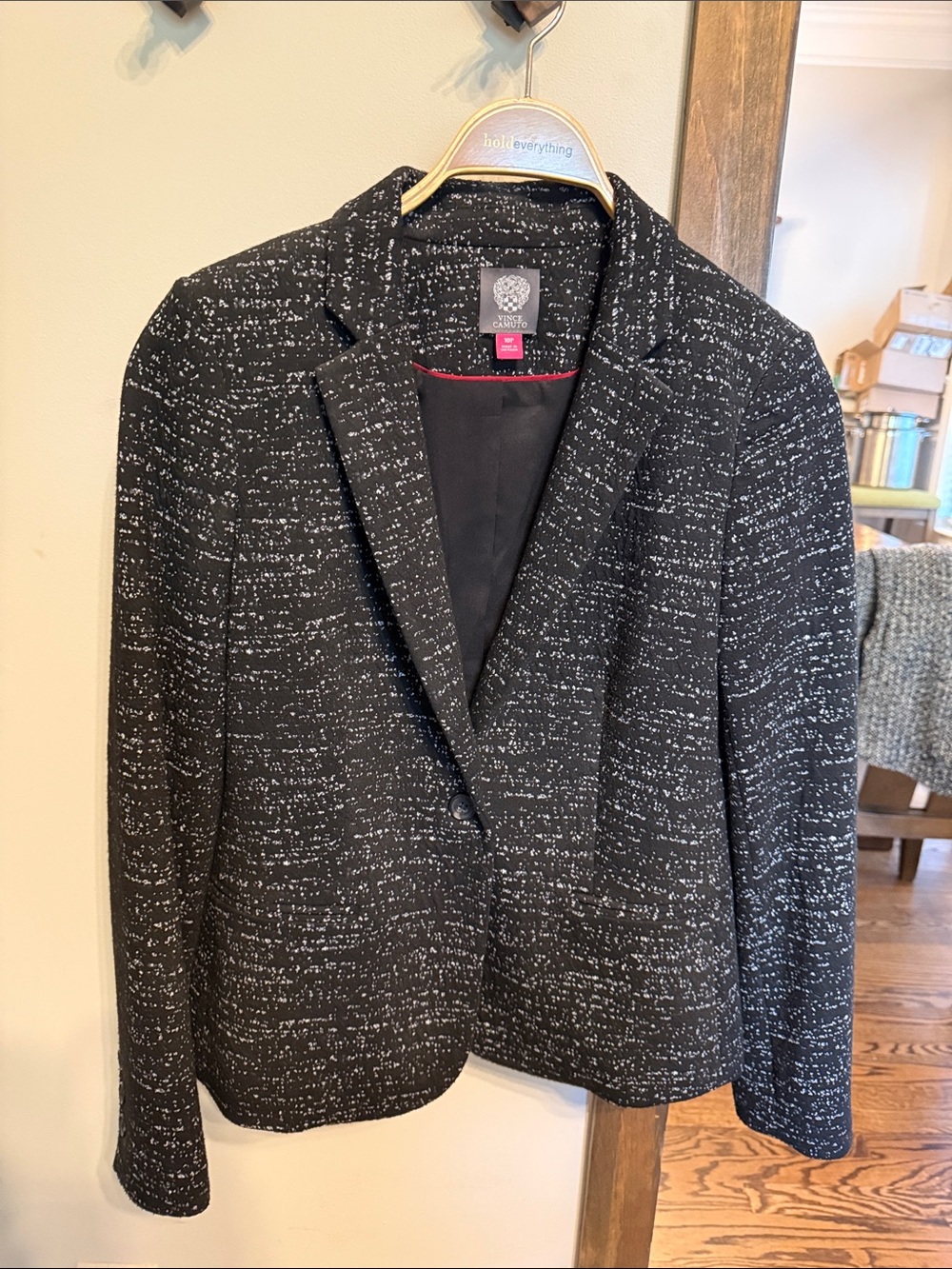 Vince Camuto Petite Black Speckled Knit Blazer